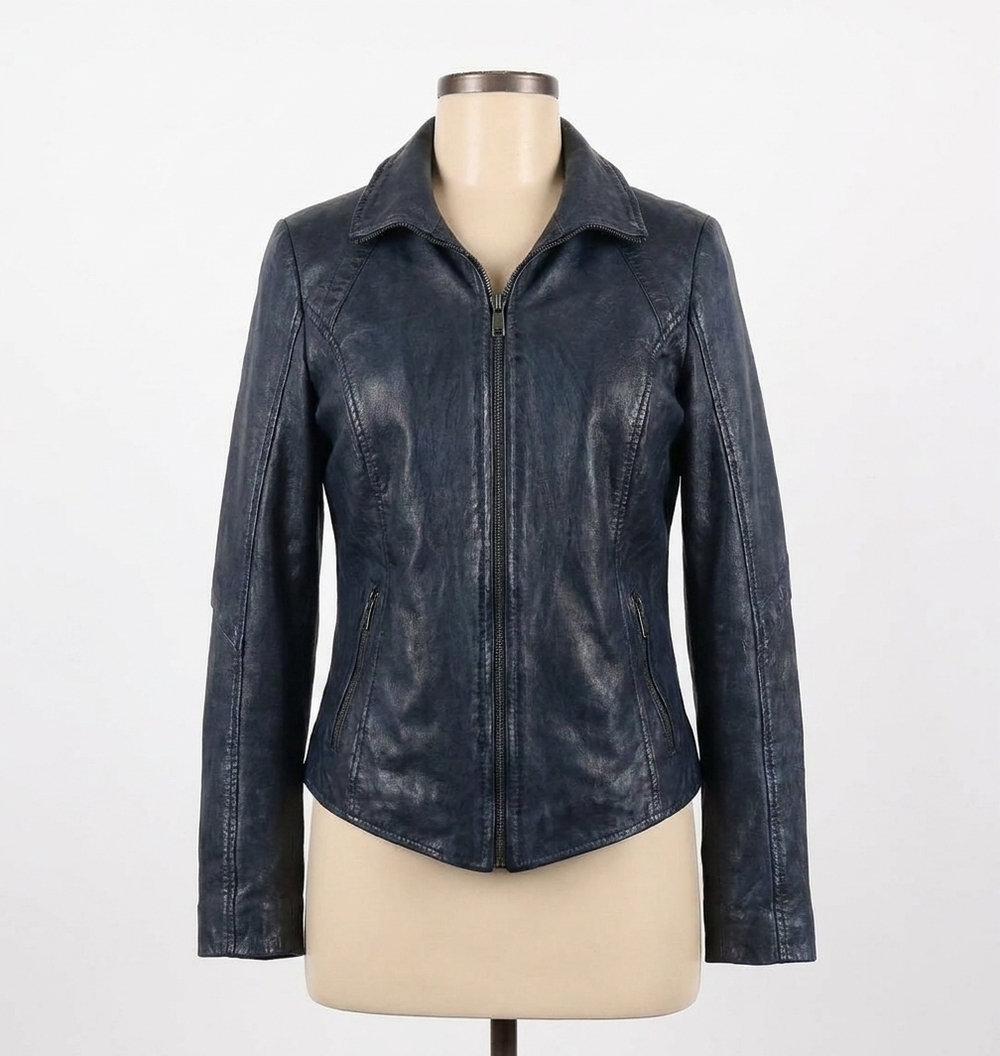 NEW MAURITIUS else rf leather jacket in navy
